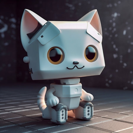 Cute happy robotic kitten. Generative AI. High quality illustrationの素材
