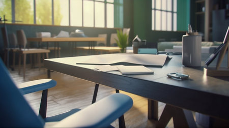 Co-working space in modern interior. Generative AI. High quality illustrationの素材