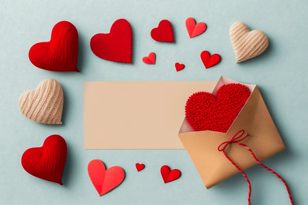 Saint Valentine day holiday background with envelope. Generative AI. High quality illustrationの素材