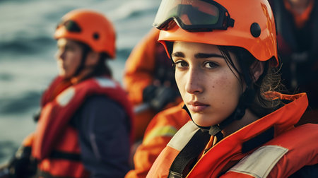 Coast Guard Rescue Team in Action. Generative ai. High quality illustrationの素材