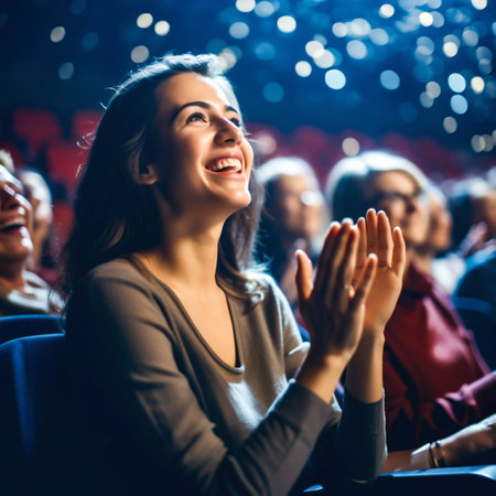 Audience Enjoying a Show at a Theater. Generative ai. High quality illustrationの素材