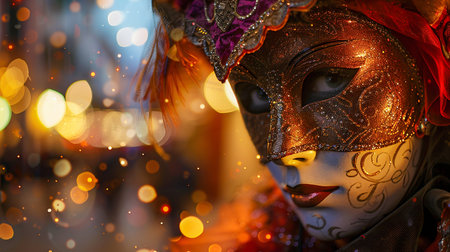 Mysterious Beauty in Venetian Masquerade Mask. Generative ai. High quality illustrationの素材