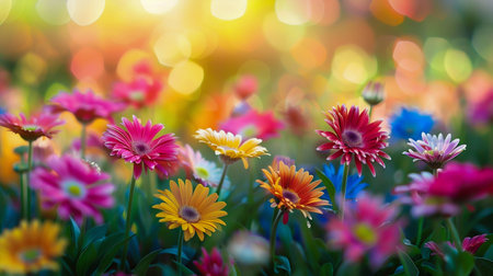 Vibrant Gerbera Daisy on Bokeh Background. Generative ai. High quality illustrationの素材