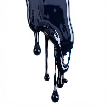 Elegant Dark Blue Paint Dripping on White Surface. Generative ai. High quality illustrationの素材