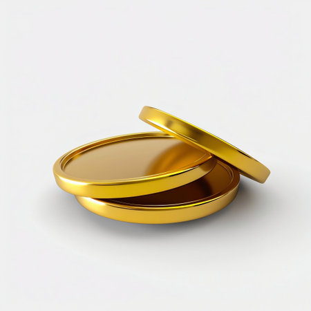 Elegant Metallic Coin Cases on White Background. Generative ai. High quality illustrationの素材
