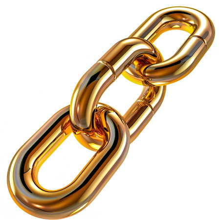 Shiny Metal Chain Links on White Background. Generative ai. High quality illustrationの素材