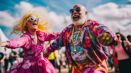 Vibrant Joy at a Music Festival. Generative ai. High quality illustrationの素材