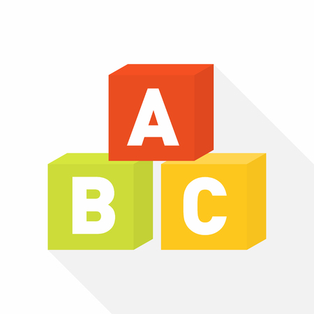 ABC blocks flat icon for education with light shadow . Vector illustrationのイラスト素材
