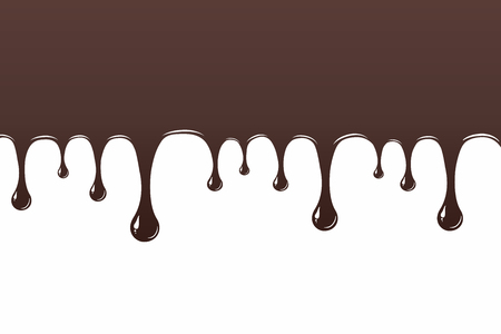 Melted chocolate dripping down. Culinary wallpaper, brochure, coffee, candy shop, restaurant menu, confectionery. Vector illustration for factoryのイラスト素材
