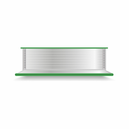 Empty supermarket shelf. Realistic showcase with green backlight. Vectorのイラスト素材