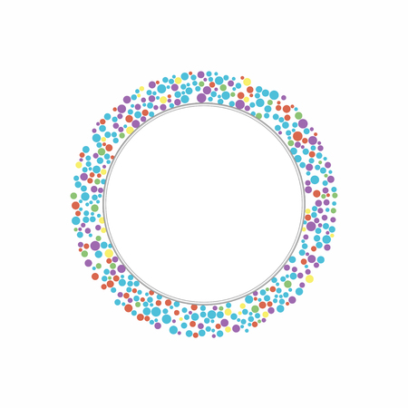 Abstract, simple round text box design with colorful dots. Business template for text information or headline in typography. Vector illustrationのイラスト素材
