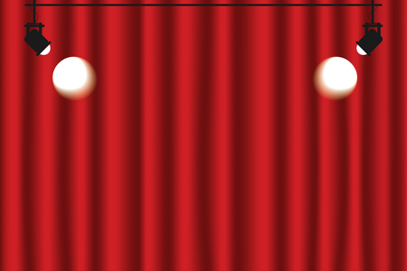 Red curtain background with spotlights. Luxury red, dark color. Vectorのイラスト素材