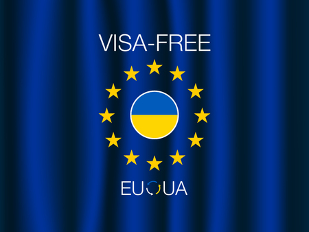 European Union and Ukraine. Visa-free regime banner. Vectorのイラスト素材