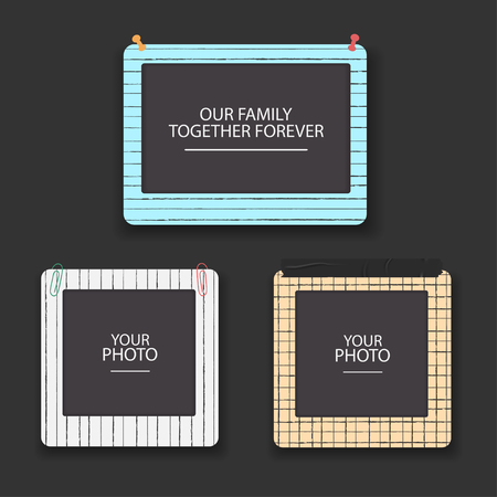Vintage photo frames collage. Scrapbook retro design concept. Album template for kid, baby, family or memories. Vectorのイラスト素材