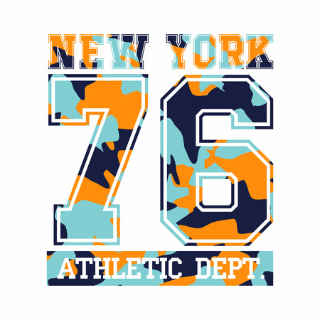 New York City, athletic department. Camouflage tt-shirt design, typography for t-shirt graphics. Vectorのイラスト素材