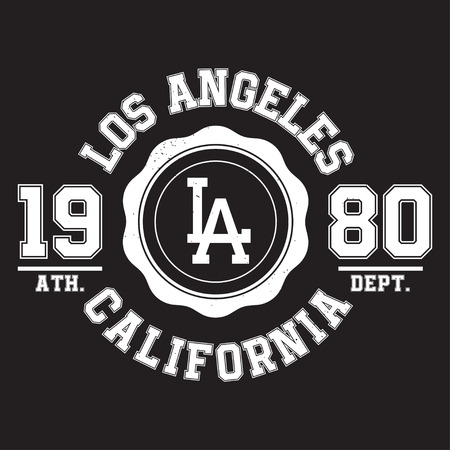 Los Angeles, California typography for t-shirt print. Sports, athletic t-shirt graphics. Vectorのイラスト素材