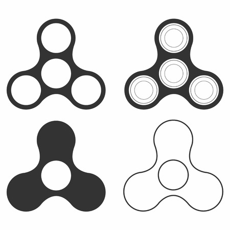 Fidget spinner icons set, hand spinners. Release mechanism for nervous energy or psychological stress. Vectorのイラスト素材