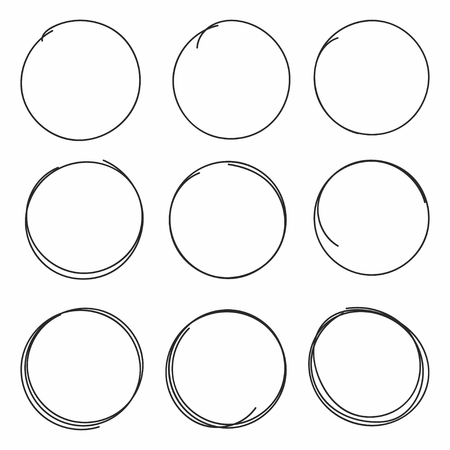 Set of hand drawn scribble circles isolated on white background. Vectorのイラスト素材