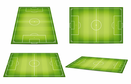 Soccer field collection. Football fields. Top view and perspective view. Vectorのイラスト素材