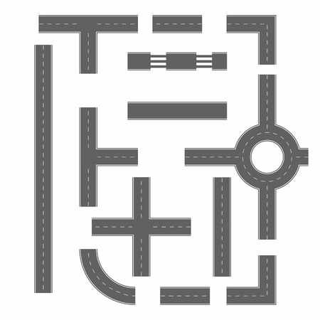 Road sections in different form. Roads constructor. Vectorのイラスト素材