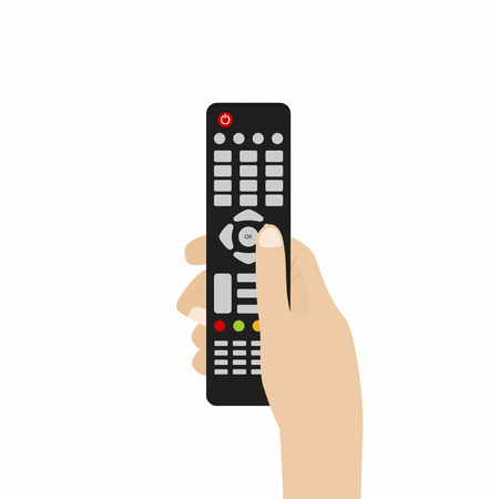 Remote control for TV. Hand holding TV remote control. Vectorのイラスト素材