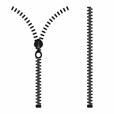 Zipper. Open and closed zipperのイラスト素材