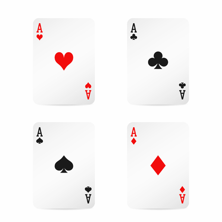 Four aces. Playing cards with shadow isolated on white background. Vectorのイラスト素材