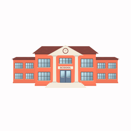 School building exterior isolated on white background. Front view. Vectorのイラスト素材