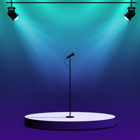 Microphone on round stage scene.のイラスト素材