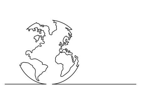 Globe icon in line art style. Planet Earth icon. Continuous line drawing. Single, unbroken line drawing style. Vectorのイラスト素材