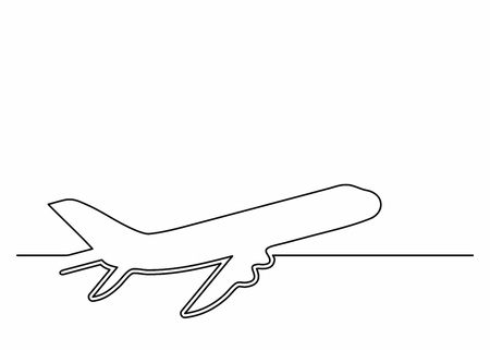 Plane icon in line art style. Airliner icon isolated on background. Continuous line drawing. Single, unbroken line drawing style. Vectorのイラスト素材