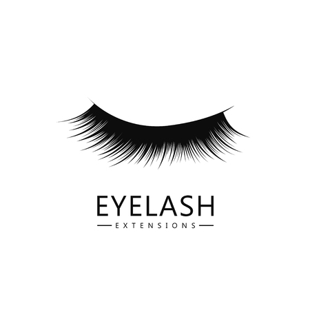 Eyelash icon  template, Eyelash extension concept. Lush black lashes on white background for makeup and cosmetic industry. Vectorのイラスト素材
