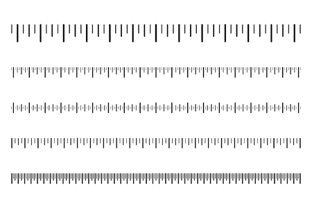 Measurement scale with black marks. Ruler scale for distance and weight, temperature and speed. Calibration scale. Vectorのイラスト素材