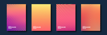 Minimal cover design. Halftone gradients, abstract geometric background. Set of abstract patterns for cover design in warm colors. Vectorのイラスト素材