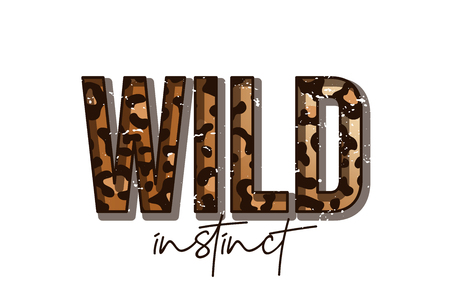 T-shirt design with leopard print. Slogan t-shirt with leopard skin texture and creative typography. Wild instinct. Vectorのイラスト素材