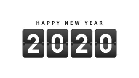 Happy New Year 2020 text design in vintage style. Happy New Year  text for banner, greeting card, brochure etc. Vectorのイラスト素材