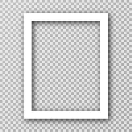 White photo frame for social media with white borders. Blank photo frame mockup with shadow effect and transparent background. Vertical picture frame. Vectorのイラスト素材
