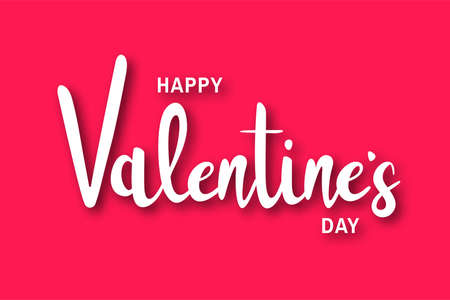 Happy Valentines Day. Happy Valentines day calligraphy and text for greeting card, poster, invitation and flyer. Handwritten typography for Valentines Day on red background. Vectorのイラスト素材