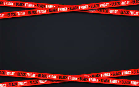 Black Friday background. Crossed ribbons and stripes with text on white background. Black friday promotional banner with space for text. Vectorのイラスト素材