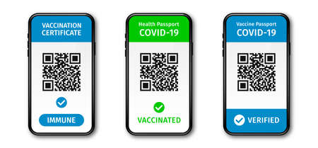 Covid-19 vaccination passport, health passport or vaccination certificate. Digital vaccination...