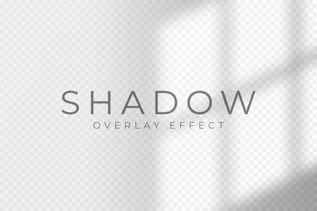 Shadow overlay effect. Transparent soft light and shadow from window frame and blinds. Mockup of transparent shadow overlay effect and natural lighting. Vectorのイラスト素材