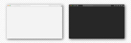 Browser window on transparent background. Empty web page, browser window mockup with toolbar....