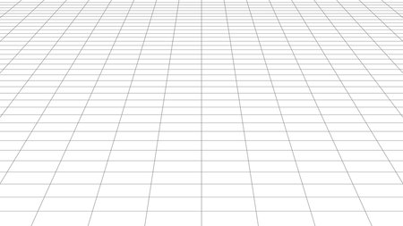 Futuristic grid in perspective projection. Geometric grid and mesh in futuristic style. Abstract wireframe landscape in perspective view. Vectorのイラスト素材