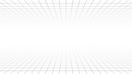 Futuristic grid in perspective projection. Geometric grid and mesh in futuristic style. Abstract wireframe landscape in perspective view. Vectorのイラスト素材
