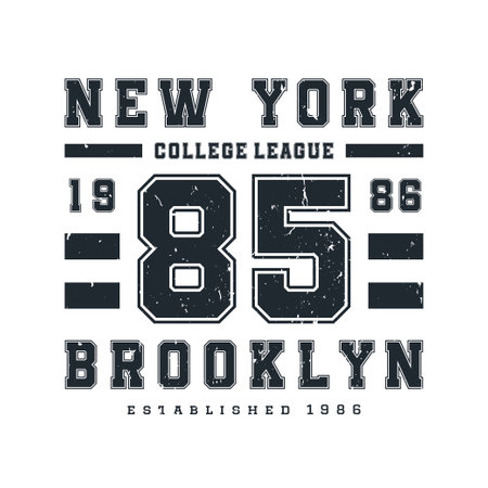 New York, Brooklyn t-shirt design. T-shirt print design in American college style. Athletic typography for tee shirt print in university and college style. Vectorのイラスト素材
