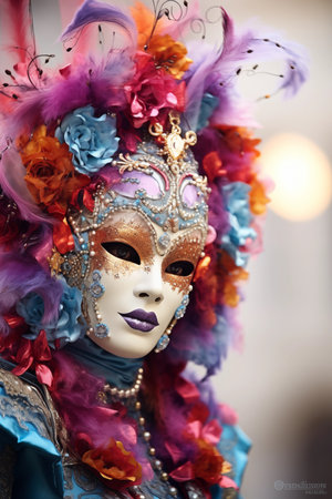 Beautiful Venetian carnival mask in Venice, Italy.の素材