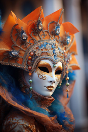Traditional Venetian carnival mask, Venice, Italy, Europeの素材
