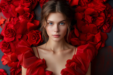 beautiful woman dressed in valentine style outfitの素材