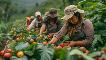 Fruit Picking in Summer: People on Plantationの素材