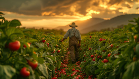 Fruit Picking in Summer: People on Plantationの素材